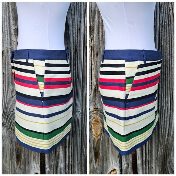 Bold Striped Mini Skirt J. Crew Size 2 Nautical Multi Stripe Primary Kidcore NWT - Picture 2 of 9